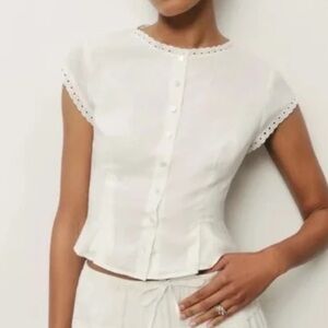 White Reformation Button Up Top